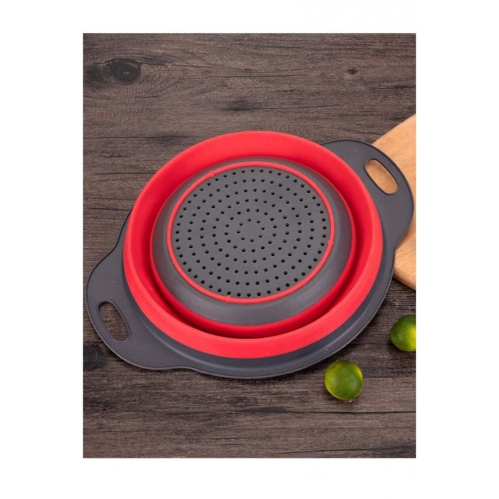 Vas strecuratoare pliabil pentru fructe si legume, silicon, material rezistent, usor de folosit si de curatat,30 x 10 cm, rosu/g [8]
