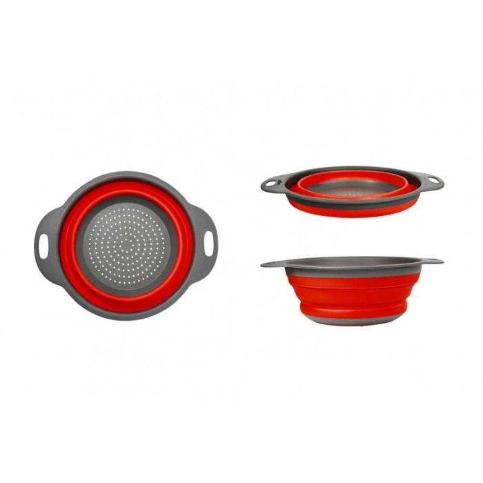 Vas strecuratoare pliabil pentru fructe si legume, silicon, material rezistent, usor de folosit si de curatat,30 x 10 cm, rosu/g [10]