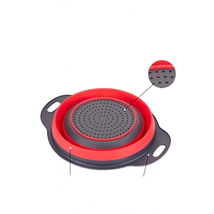 Vas strecuratoare pliabil pentru fructe si legume, silicon, material rezistent, usor de folosit si de curatat,30 x 10 cm, rosu/g [4]