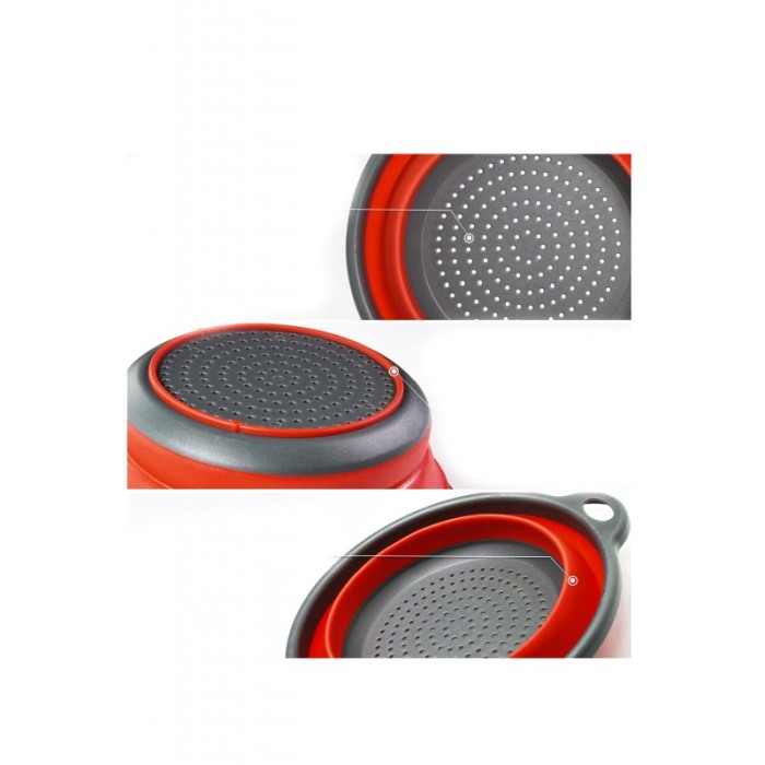 Vas strecuratoare pliabil pentru fructe si legume, silicon, material rezistent, usor de folosit si de curatat,30 x 10 cm, rosu/g [9]