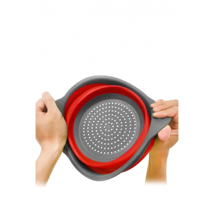 Vas strecuratoare pliabil pentru fructe si legume, silicon, material rezistent, usor de folosit si de curatat,30 x 10 cm, rosu/g [3]