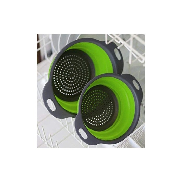 Vas strecuratoare pliabil pentru fructe si legume, silicon, material rezistent, usor de folosit si de curatat,30 x 10 cm, verde/ [6]