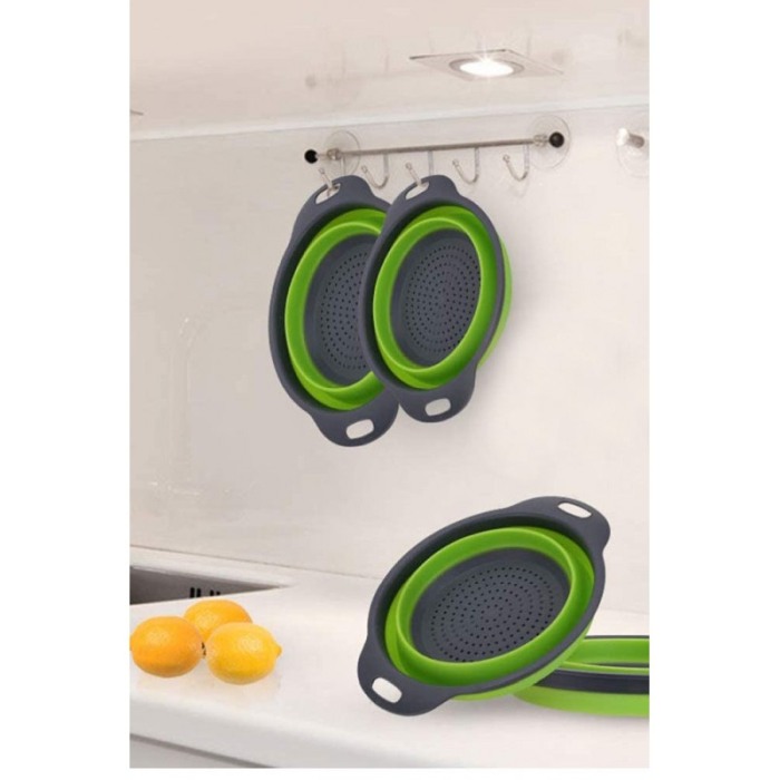 Vas strecuratoare pliabil pentru fructe si legume, silicon, material rezistent, usor de folosit si de curatat,30 x 10 cm, verde/ [4]