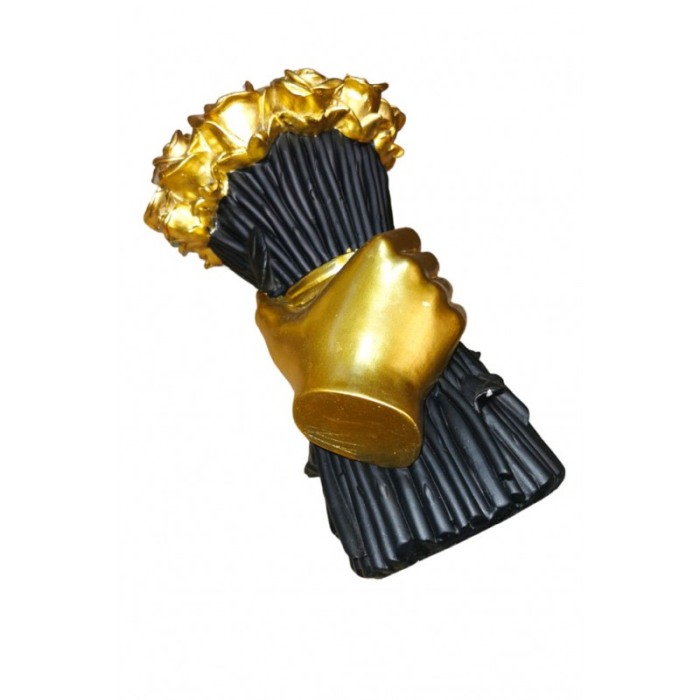 Vaza decorativa Gold Bouquet, vintage, lucrata manual din rasina, 19x10 cm, negru/auriu [5]