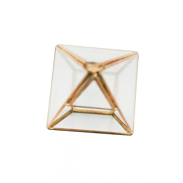 Vaza tip Terariu pentru plante Tall Golden Frame, forma hexagonala, din sticla si alama, transparent, 12x25 cm [6]