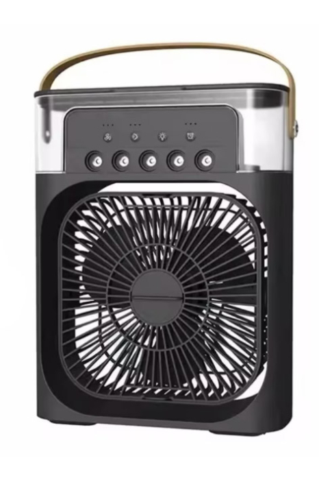 Ventilator portabil BrizaGlow 3 in1 Doty®, usor de utilizat si curatat, USB, Iluminare, Racorire, Ventilare, umidificare, negru, 25x19 cm, 3 viteze, timer. 60 de grade ajustare [4]