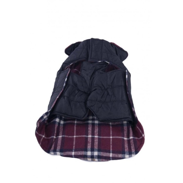 Vesta cu 2 fete pentru caini de talie mica, carouri sau varianta uni, 30 cm, confortabila si calduroasa,culoare bordo,captusita, [7]