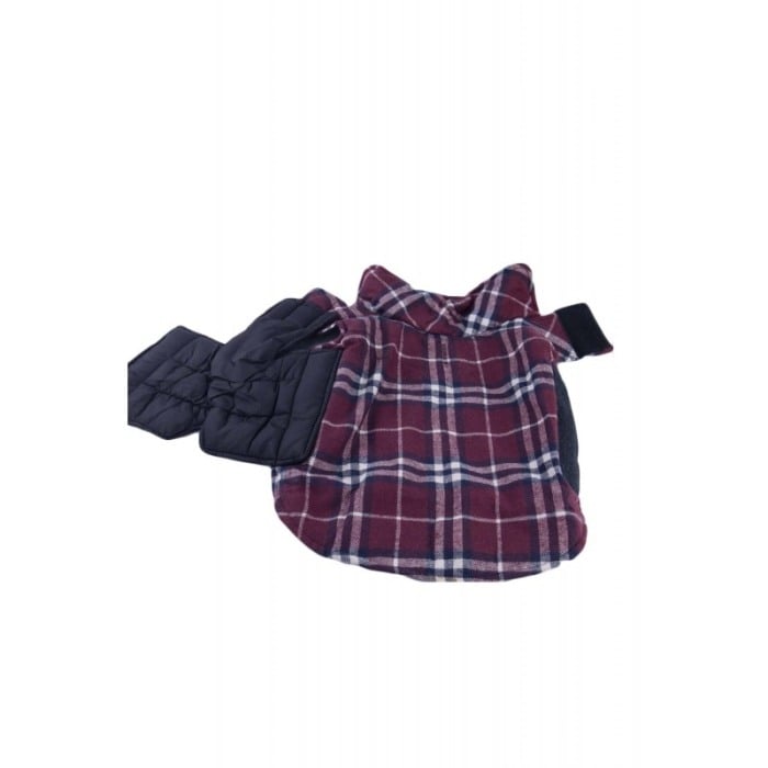 Vesta cu 2 fete pentru caini de talie mica, carouri sau varianta uni, 30 cm, confortabila si calduroasa,culoare bordo,captusita, [2]