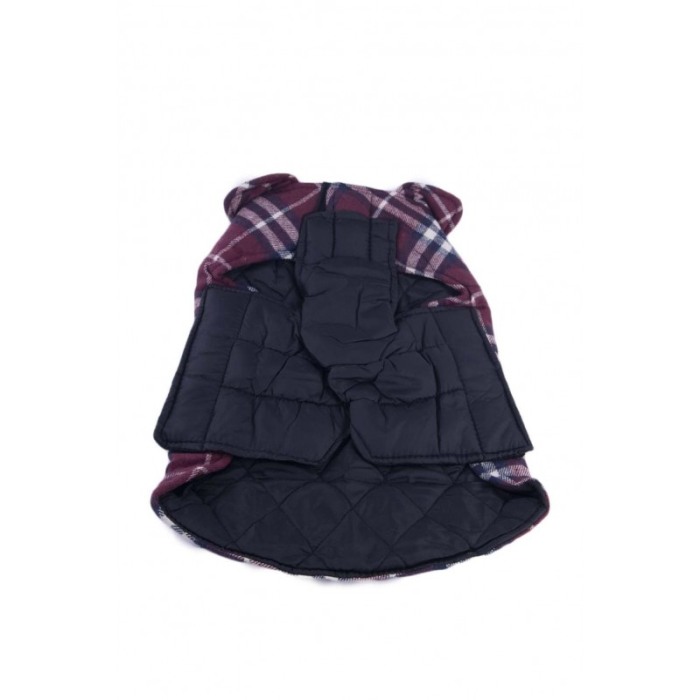 Vesta cu 2 fete pentru caini de talie mica, carouri sau varianta uni, 30 cm, confortabila si calduroasa,culoare bordo,captusita, [3]