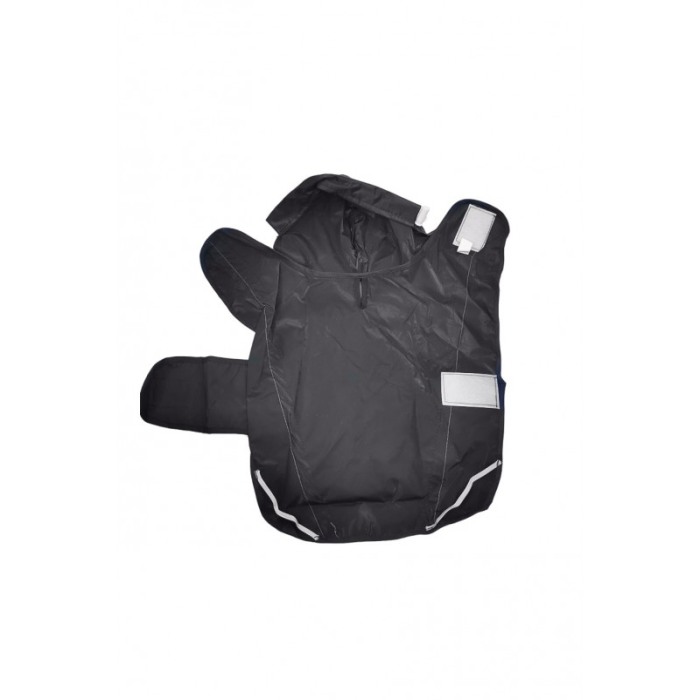 Vesta de ploaie si vant DoggyCap Doty® pentru caini de talie medie, reflectorizanta, cu gluga, marime 3XL, neagra [3]