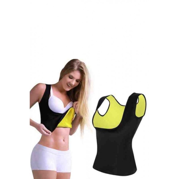 Vesta HotWaist tip sauna pentru slabit si modelarea taliei din neopren, confortabila,eficienta,negru/galben,3XL [6]