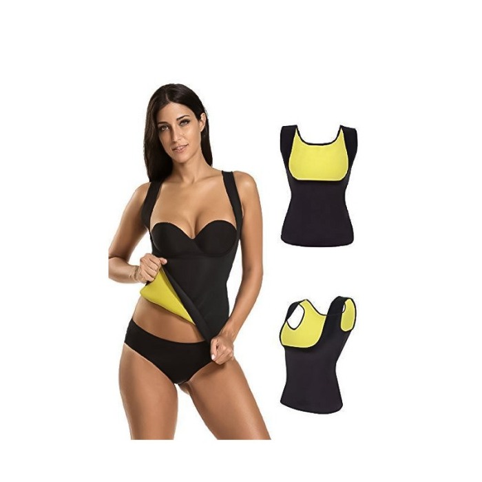 Vesta HotWaist tip sauna pentru slabit si modelarea taliei din neopren, confortabila,eficienta,negru/galben,M [4]