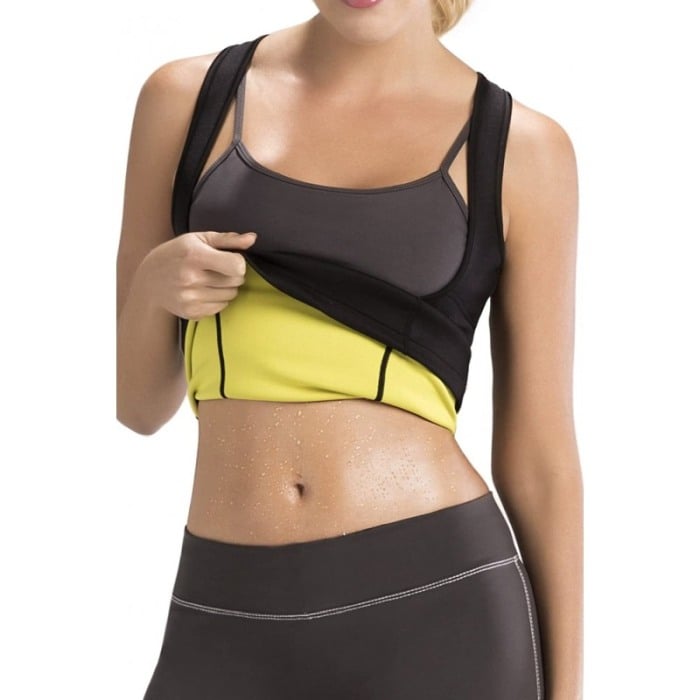 Vesta HotWaist tip sauna pentru slabit si modelarea taliei din neopren, confortabila,eficienta,negru/galben,XL [3]