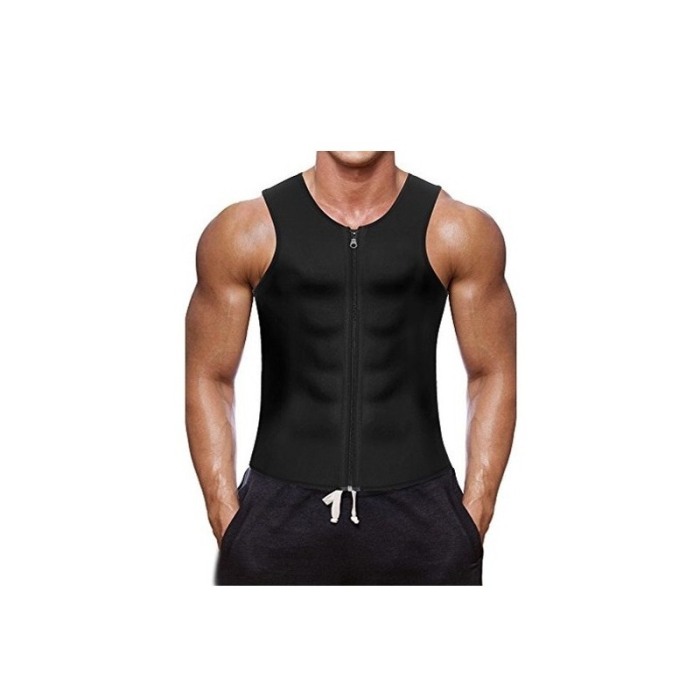 Vesta SixPack tip sauna pentru slabit si modelarea taliei din neopren, pentru barbati,cu fermoar,eficient, L,negru [2]
