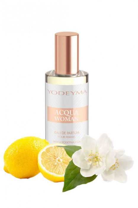 Yodeyma Acqua Woman Apa de parfum pentru femei, nuante de lamaie de Sicilia, Iasomie si lichen de prun, 15ml [1]