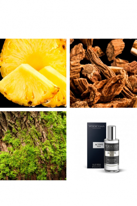 Yodeyma Active Man Apa de parfum pentru barbati, nuante de ananas, pachuli si lichen de prun, 15ml [2]