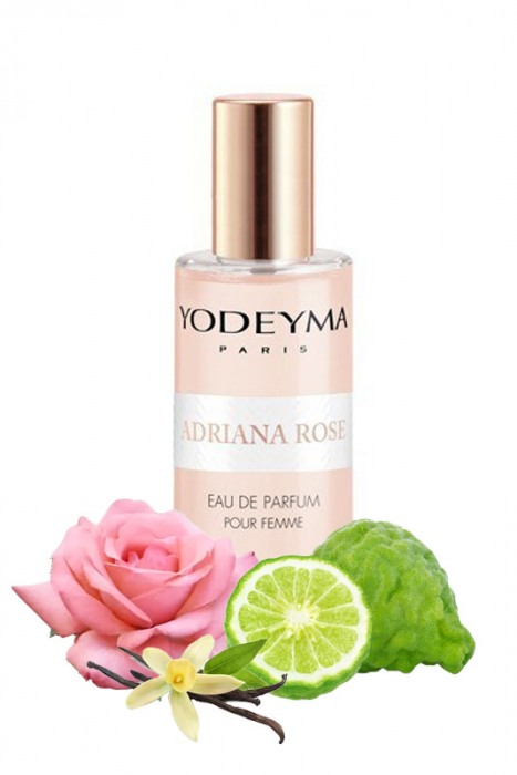 Yodeyma Adriana Rose Apa de parfum pentru femei, nuante de bergamota, trandafir si vanilie, 15ml [1]