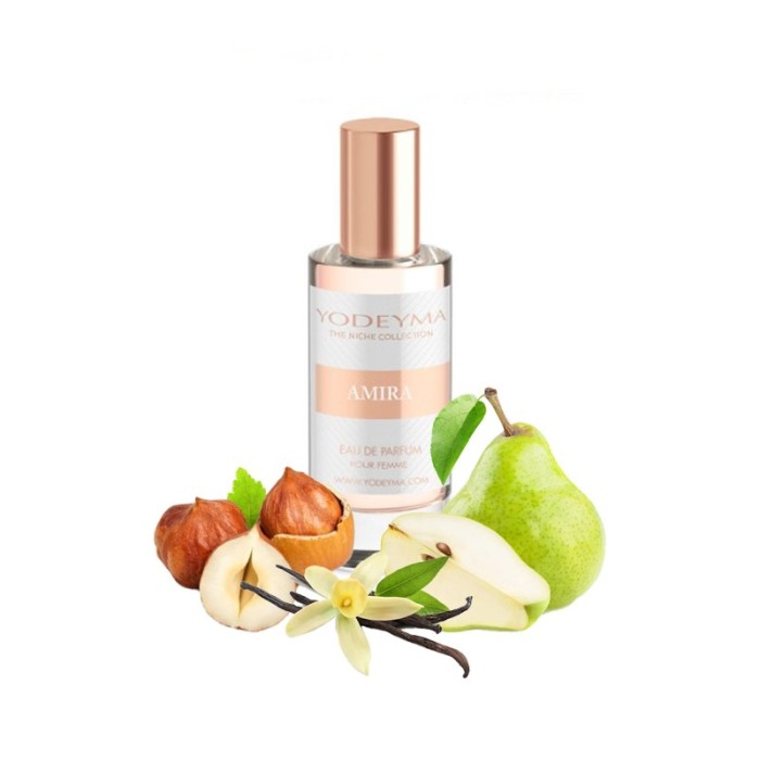 Yodeyma Amira Apa de parfum pentru femei, nuante de para, alune de padure si vanilie, 15ml [1]