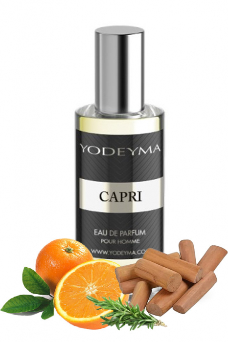 Yodeyma Capri Apa de parfum pentru barbati, nuante de portocala, rozmarin si Sándal, 15ml [1]