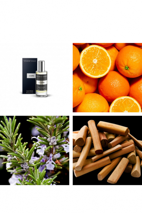 Yodeyma Capri Apa de parfum pentru barbati, nuante de portocala, rozmarin si Sándal, 15ml [3]