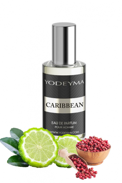 Yodeyma Caribbean Apa de parfum pentru barbati, nuante de bergamota, piper roz si lemn, 15ml [1]