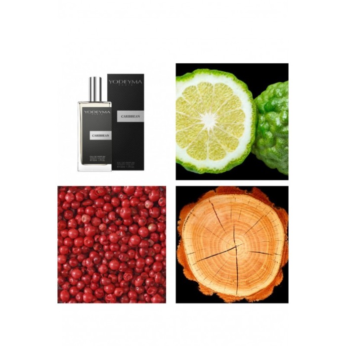Yodeyma Caribbean Apa de parfum pentru barbati, nuante de bergamota, piper roz si lemn, 50 ml [2]