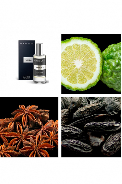 Yodeyma Dauro Apa de parfum pentru barbati, nuante de bergamota, anaset si Haba Tonka, 15ml [4]