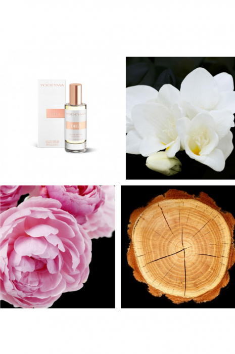 Yodeyma Delá Apa de parfum pentru femei, nuante de frezie, trandafir si lemn, 15ml [2]