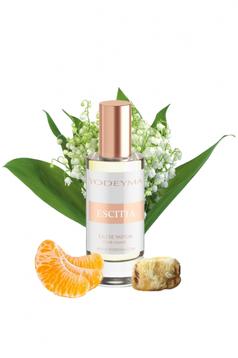 Yodeyma Escitia Apa de parfum pentru femei, nuante de mandarina, lacramioara si chihimbar, 15ml [1]