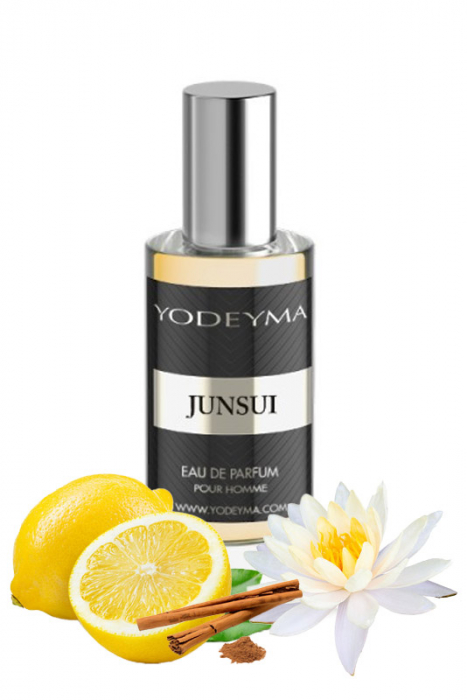 Yodeyma Junsui Apa de parfum pentru barbati, nuante de lamaie de Sicilia, floare de lotus si scortisoara, 15ml [1]