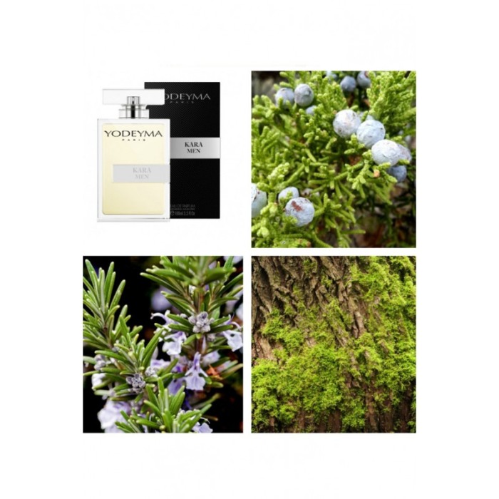 Yodeyma Kara Men Apa de parfum pentru barbati, nuante de ienupar, rozmarin si lichen de prun, 100ml [4]