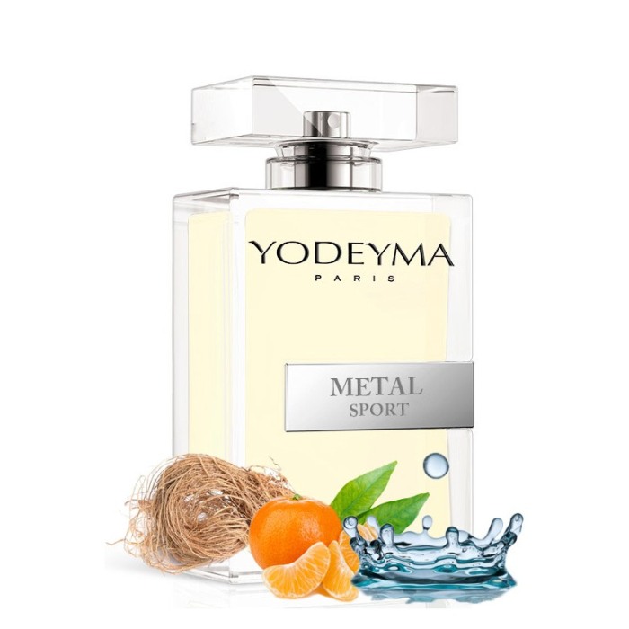 Yodeyma Metal Sport Apa de parfum pentru barbati, nuante de mandarina, nota acvatica si vetiver, 100ml [1]