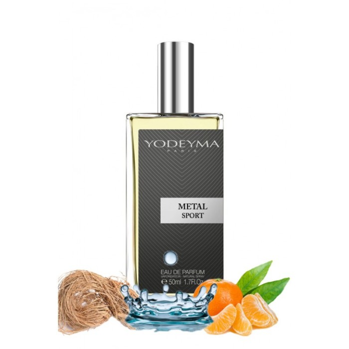 Yodeyma Metal Sport Apa de parfum pentru barbati, nuante de mandarina, nota acvatica si vetiver, 50ml [1]