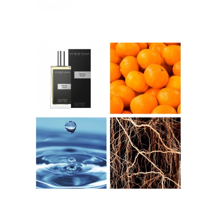Yodeyma Metal Sport Apa de parfum pentru barbati, nuante de mandarina, nota acvatica si vetiver, 50ml [3]