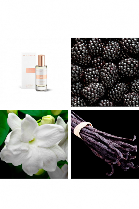 Yodeyma Mia Apa de parfum pentru femei, nuante de zmeura neagra, iasamie de Sambac si vanilie, 15ml [4]