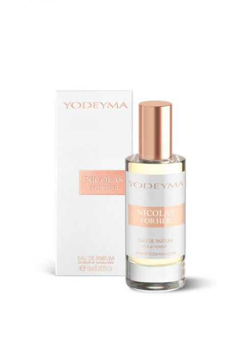 Yodeyma Nicolas for Her Apa de parfum pentru femei, nuante de azahar, iasomie si mosc alb, 15ml [3]