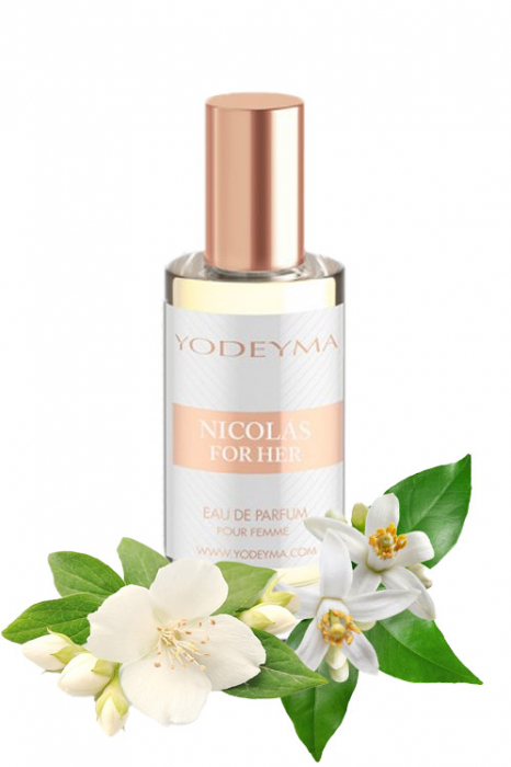 Yodeyma Nicolas for Her Apa de parfum pentru femei, nuante de azahar, iasomie si mosc alb, 15ml [1]