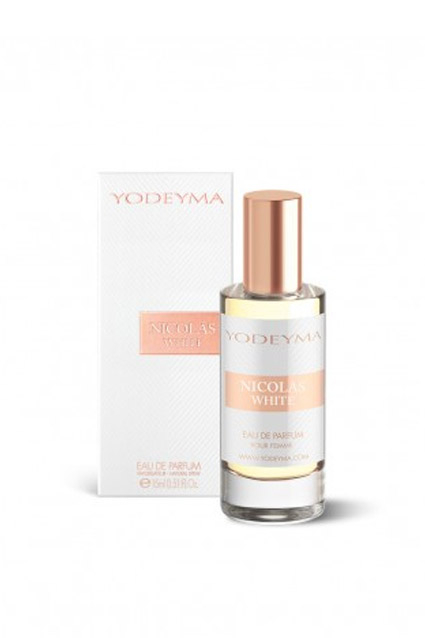 Yodeyma Nicolas White Apa de parfum pentru femei, nuante de trandafir alb, cedru alb si mosc alb, 15ml [3]