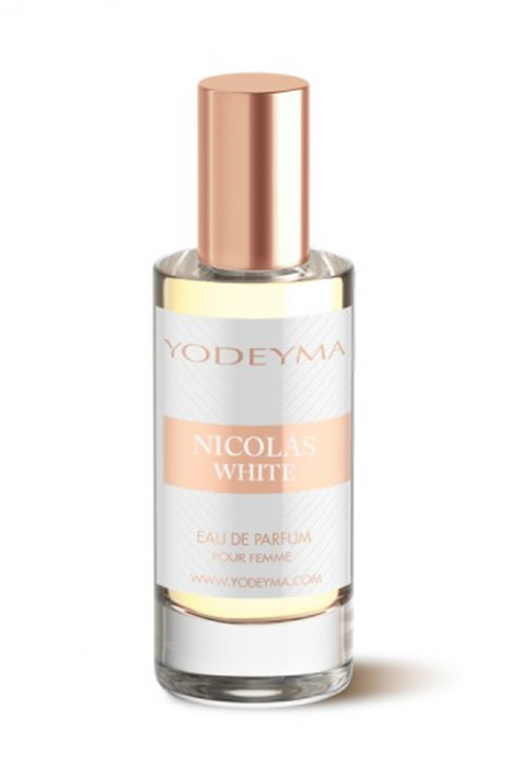 Yodeyma Nicolas White Apa de parfum pentru femei, nuante de trandafir alb, cedru alb si mosc alb, 15ml [4]