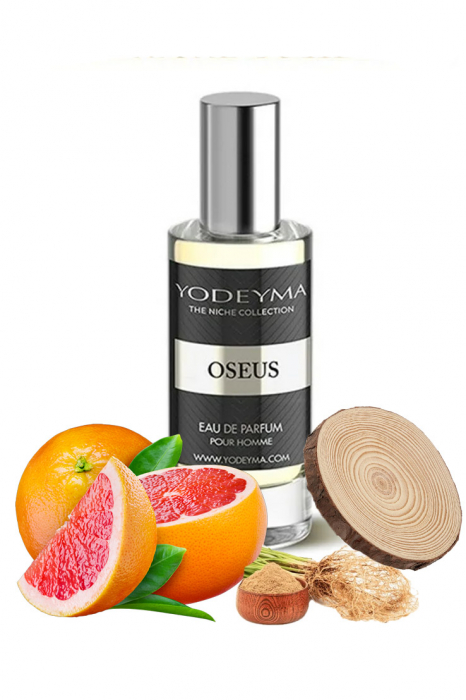 Yodeyma Oseus Apa de parfum pentru barbati, nuante grapefruit, vetiver si lemn uscat, 15ml [1]