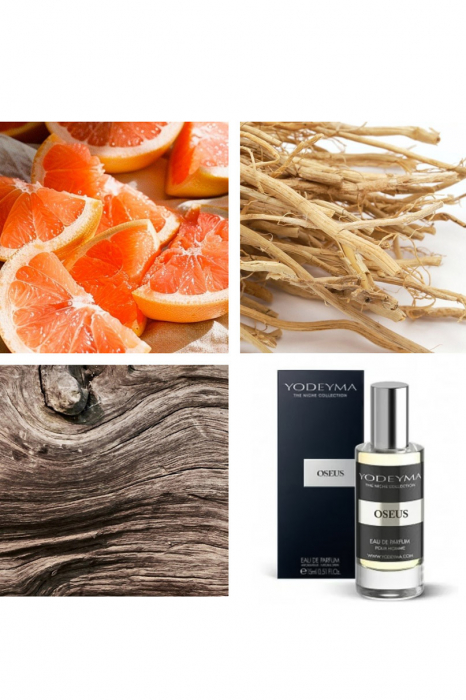 Yodeyma Oseus Apa de parfum pentru barbati, nuante grapefruit, vetiver si lemn uscat, 15ml [4]