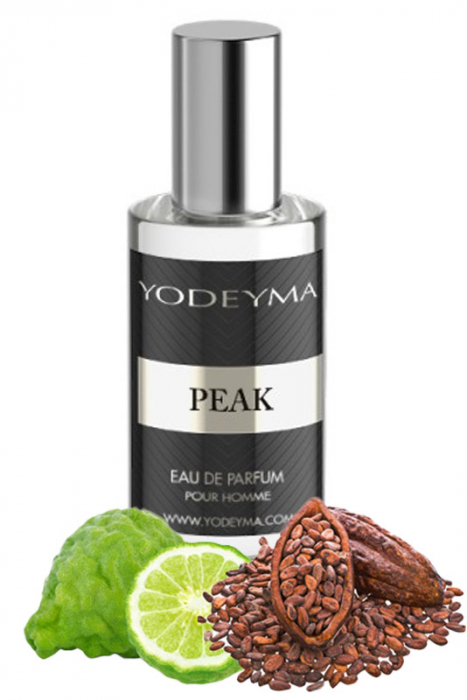 Yodeyma Peak Apa de parfum pentru barbati, nuante de bergamota, piele si cacao, 15ml [1]