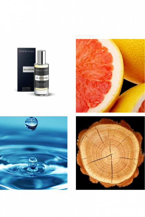 Yodeyma Platinum Apa de parfum pentru barbati, nuante de grapefruit, nota acvatica si lemn, 15ml [2]