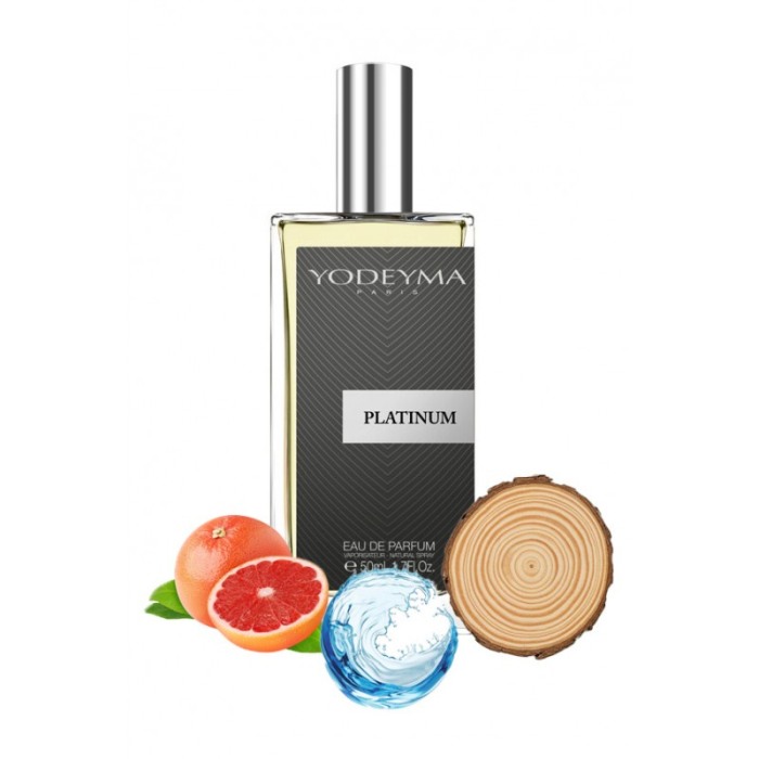 Yodeyma Platinum Apa de parfum pentru barbati, nuante de grapefruit, nota acvatica si lemn, 50ml [1]