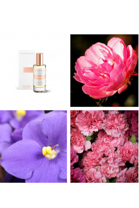 Yodeyma Prosa Apa de parfum pentru femei, nuante de trandafir de Damasco, Saintpauli si garoafa, 15ml [4]