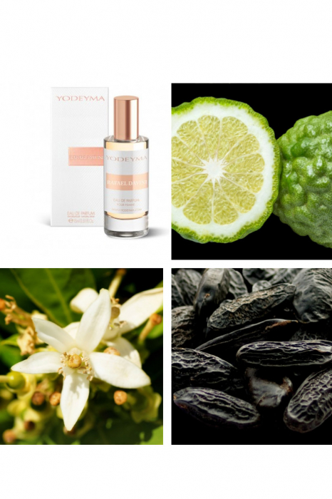 Yodeyma Rafael Davini Apa de parfum pentru femei, nuante de bergamota, azahar si Haba Tonka, 15ml [3]