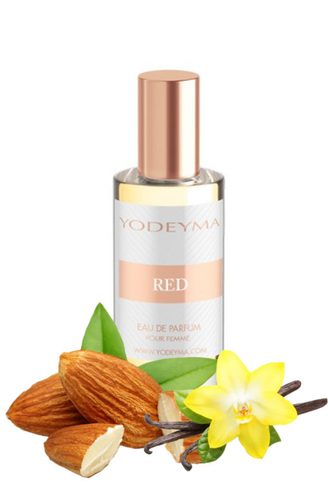 Yodeyma Red Apa de parfum pentru femei, nuante migdale, vanilie si mosc alb, 15ml [1]
