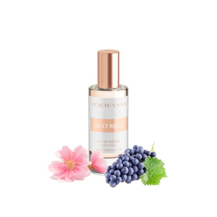 Yodeyma Sexy Rose Apa de parfum pentru femei, nuante de struguri, flori de piersic si mosc alb, 15ml [1]