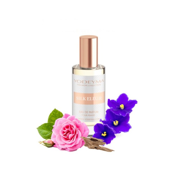Yodeyma Silk Elixir Apa de parfum pentru femei, nuante de Saintpauli, Oud si trandafir de Damasc, 15ml [1]