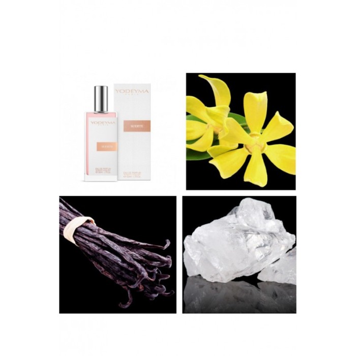 Yodeyma Suerte Apa de parfum pentru femei, nuante de Ylang Ylang, vanilie si mosc alb, 50ml [2]